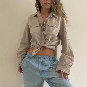 Neutral button down essential top